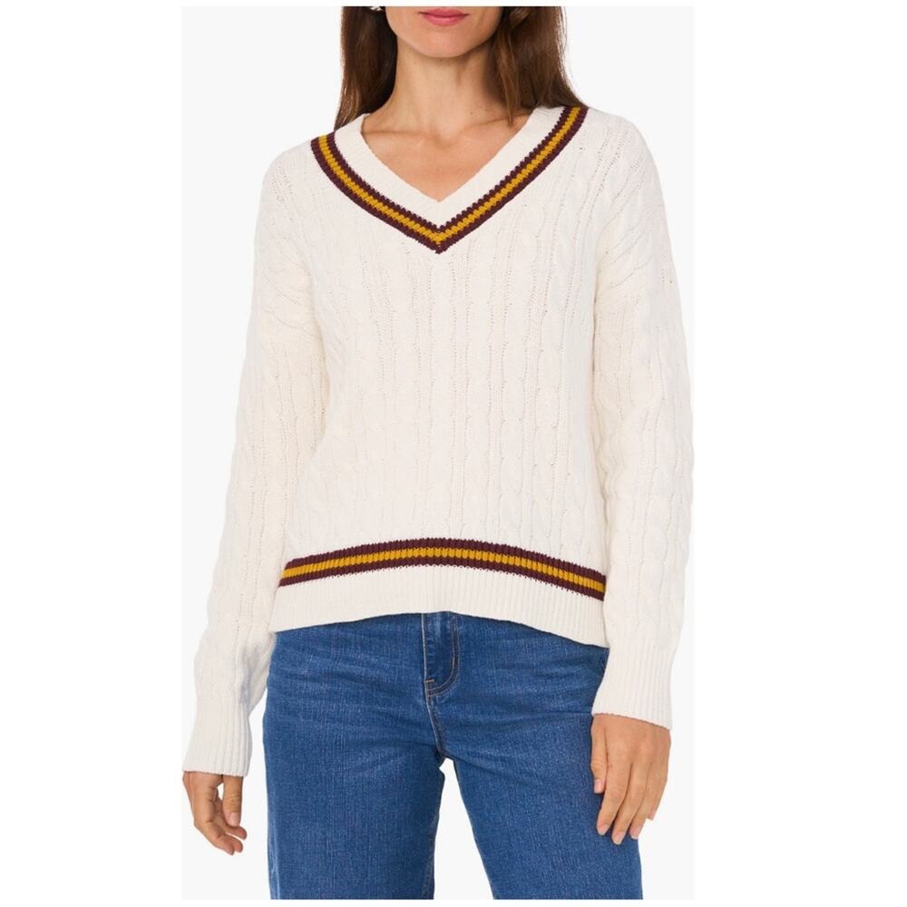 1. State V-Neck Cable Knit Sweater